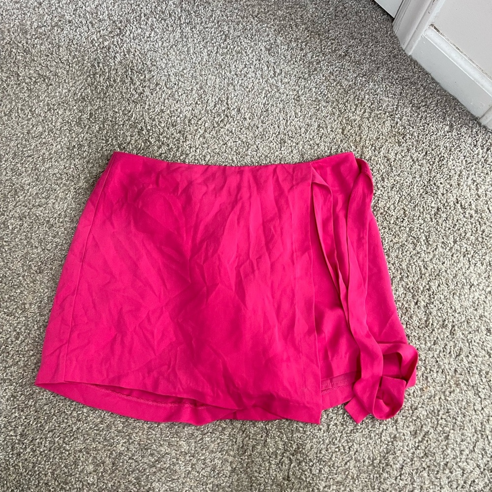 Vibrant Pink Mini Skirt with Tie Detail